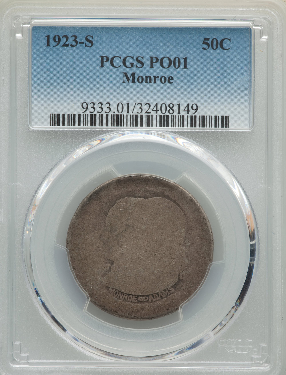 1923-S Monroe Half Dollar, PCGS PO-01, $456.00