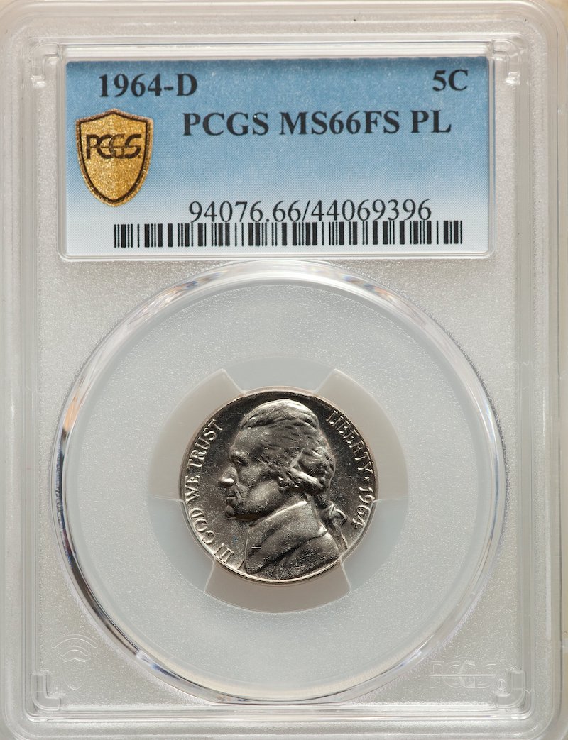 1964-D Jefferson Nickel, PCGS MS-66 FS PL, $3,840.00