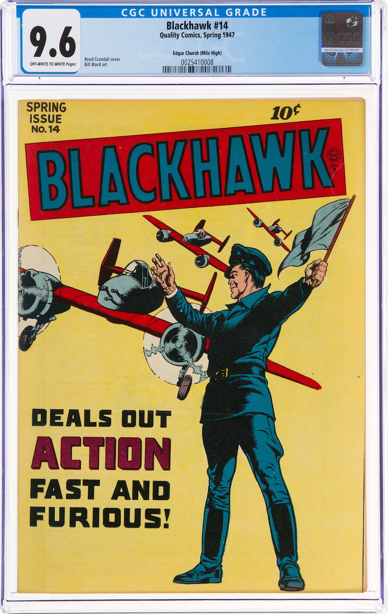 Blackhawk #14 Mile High Pedigree (Quality, 1947) CGC NM+ 9.6, $900.00