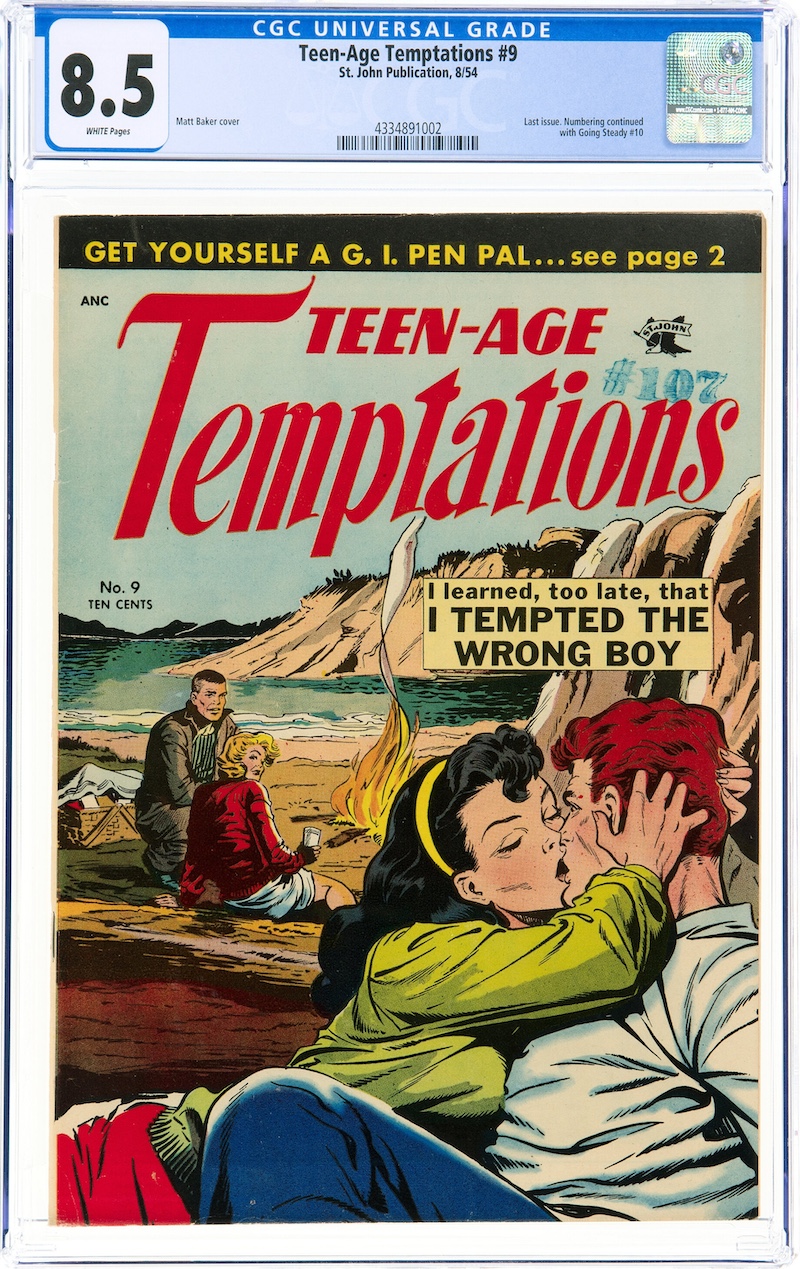 Teen-Age Temptations #9 (St. John, 1954) CGC VF+ 8.5, $10,500.00