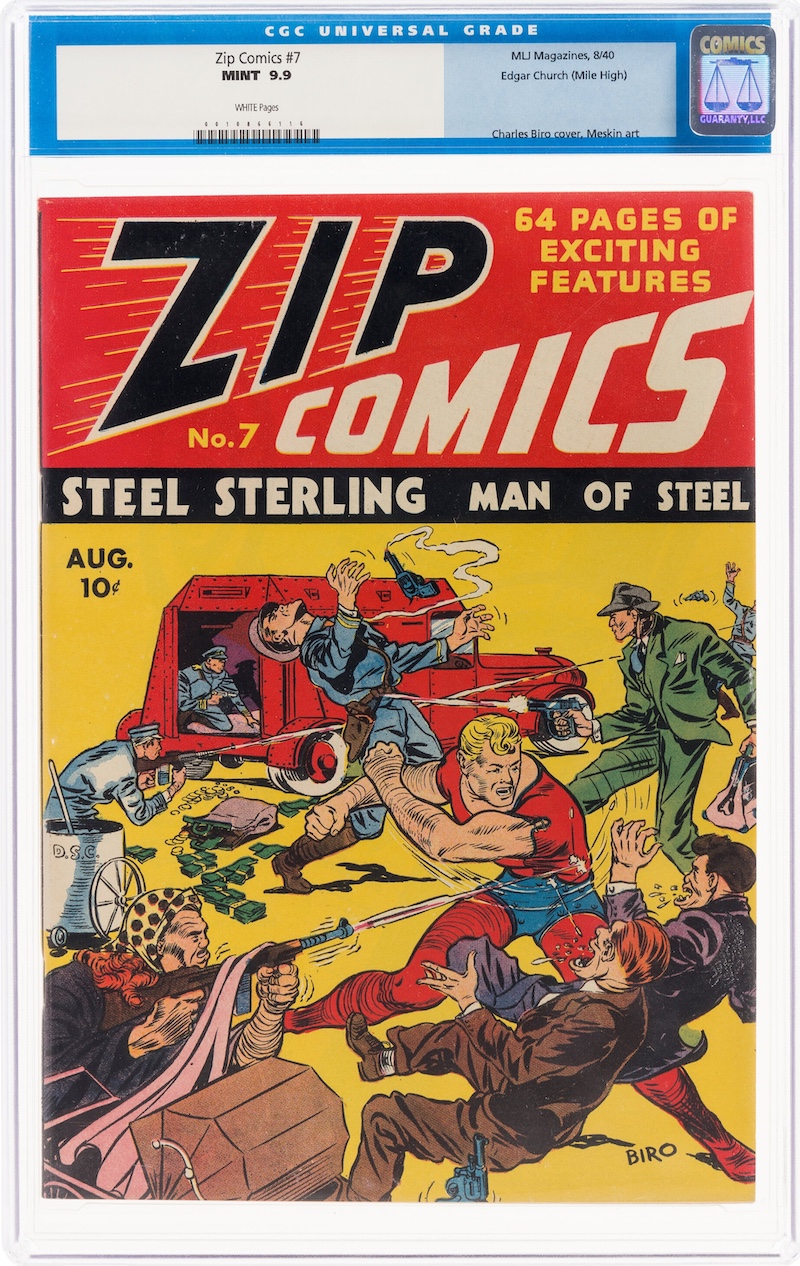 Zip Comics #7 (MLJ, 1940) Mile High pedigree CGC MT 9.9, $63,000.00