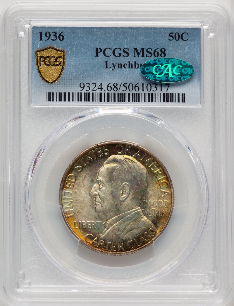 1936 Lynchburg Commemorative Half Dollar, PCGS MS-68, $33,600.00