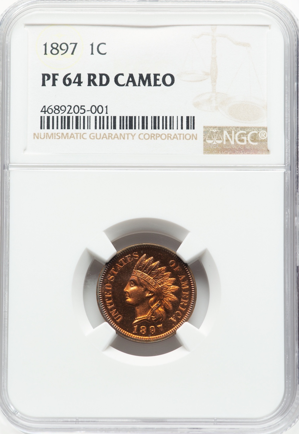 1897 1C NGC PR64 Red Cameo, $1,680.00