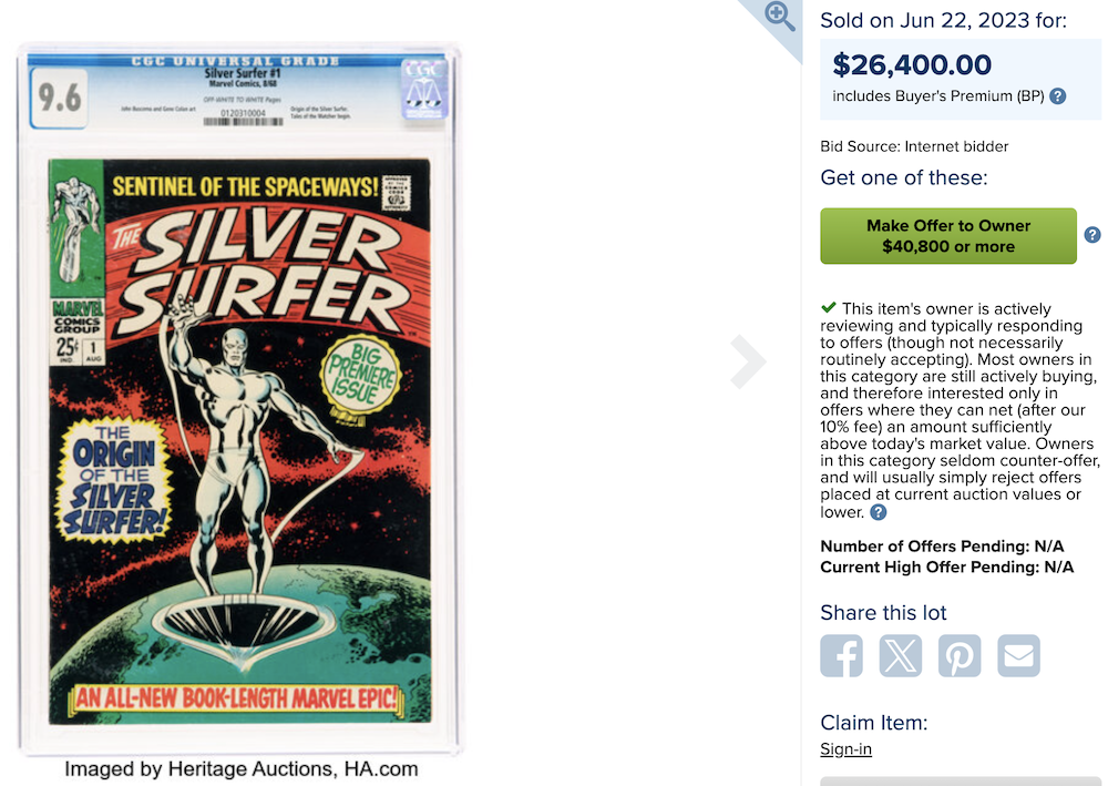 The Silver Surfer #1 (Marvel, 1968) CGC NM+ 9.6, $26,400.00