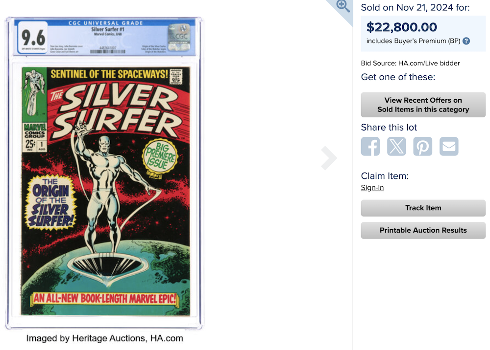 The Silver Surfer #1 (Marvel, 1968) CGC NM+ 9.6, $22,800.00