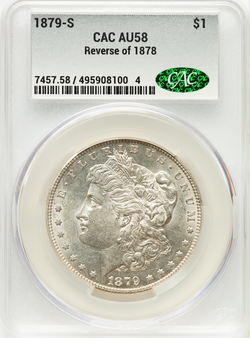 1879-S $1 Reverse of 1878 CACG AU-58, $324.00