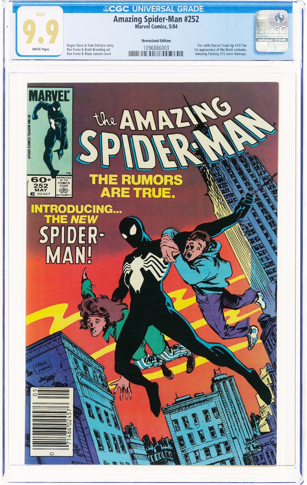 Amazing Spider-Man #252 Newsstand Edition (Marvel, 1984) CGC MT 9.9, $73,200.00