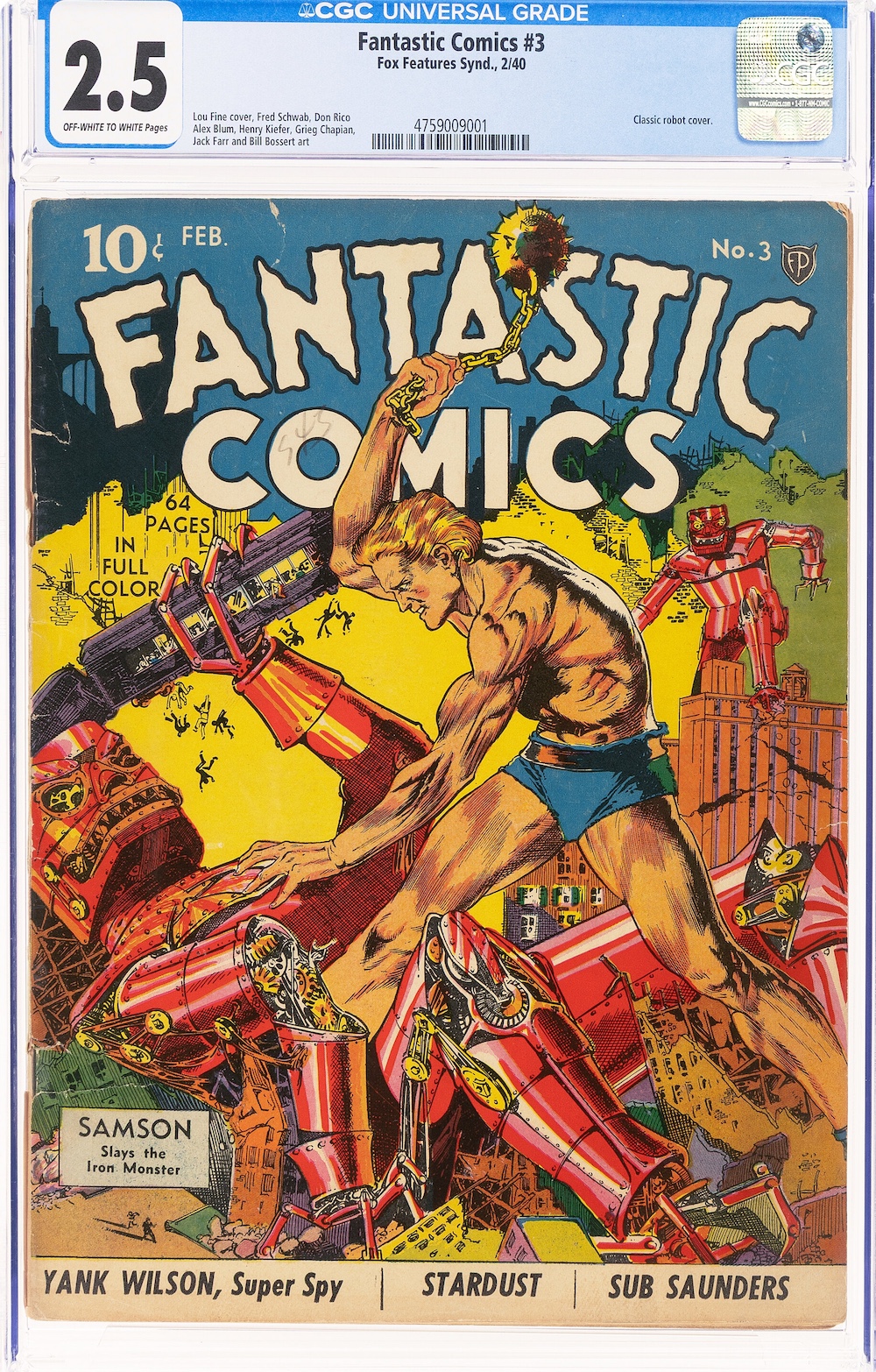 Fantastic Comics #3 (Fox, 1940) CGC GD+ 2.5, $134,200.00