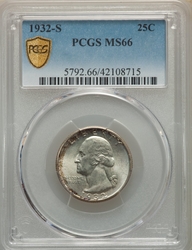 Quarter Dollars, Washington 1932S Obverse (1932 - ) Coin Value