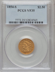 Quarter Eagles ($2.50 Gold Pieces), Coronet 1854S