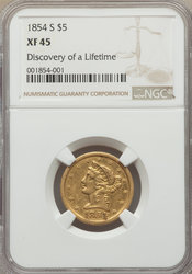 Half Eagles ($5.00 Gold Pieces), Coronet 1854S